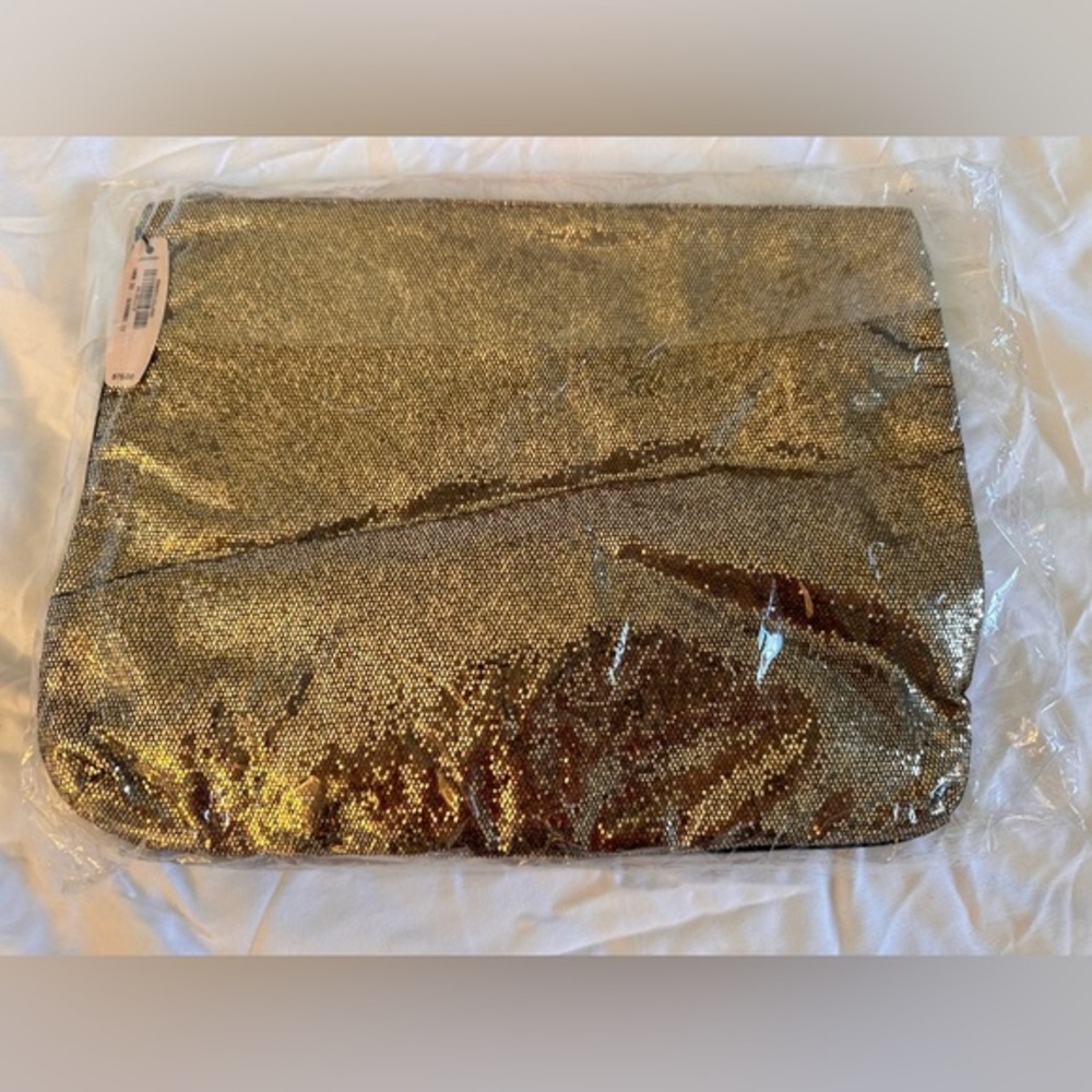 Victoria's Secret glitter gold makeup bag